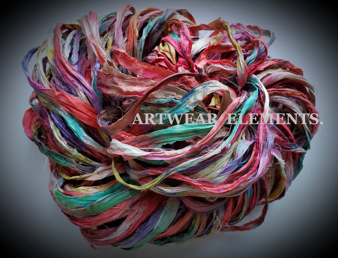 Gorgeous Persian Bazaar Multi Recycled Sari Silk Ribbon 5 - 10