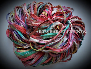 Pure Sari Silk, Painters Pallet, Sold Per 5 Yds, Recycled Multicolored Sari Silk, ArtWear Elements