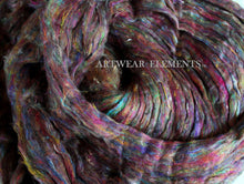 Load image into Gallery viewer, Gourmet Pulled Sari Silk Roving, Silver Top Roving, 5 Yards, Spinning Fiber, ArtWear Elements®