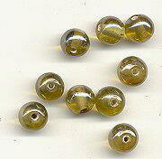Load image into Gallery viewer, Vintage Green Honey Iridescent Beads, 10mm, Sold Per 5, Vintage Beads, ArtWear Elements®
