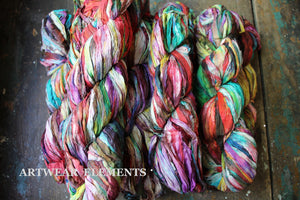 Multicolored Recycled Sari Silk, One of a kind, ArtWear Elements