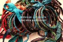 Load image into Gallery viewer, BANGLE BRACELET KIT, Set of 5 With Your Choice Of Silk Ribbons, Wire Blank Hoops, ArtWear Elements