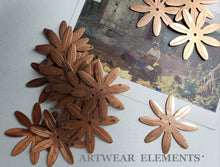 Load image into Gallery viewer, Vintage Floral Stampings, x3, Aged Patina, Flower Stampings, Vintage Findings, ArtWear Elements