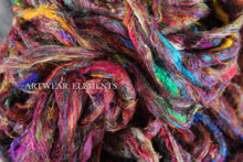 Load image into Gallery viewer, Gourmet Pulled Sari Silk Roving, Silver Top Roving, 5 Yards, Spinning Fiber, ArtWear Elements®
