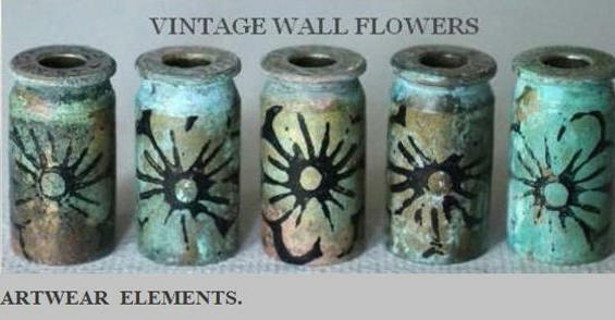 VINTAGE WALL FLOWERS Bead Caps, Art Beads, Primitive Findings, Tassel Bead Caps, ArtWear Elements®