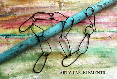 Handmade Black Steel Necklace Chain, Linked Art Chain & Hook, ArtWear Elements®