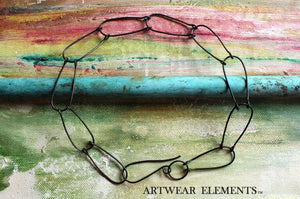 Handmade Black Steel Necklace Chain, Linked Art Chain & Hook, ArtWear Elements®