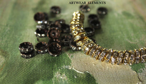 Rhinestone Rondelle Spacer Bead Lots, Brass, Silver, Mixed, Hand Ox Or Plain, Artwear Elements