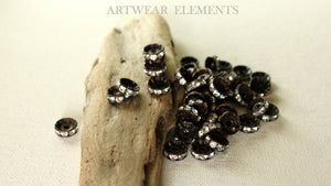 Rhinestone Rondelle Spacer Bead Lots, Brass, Silver, Mixed, Hand Ox Or Plain, Artwear Elements