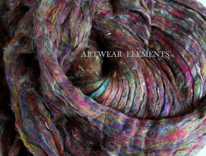 Gourmet Pulled Sari Silk Roving, Silver Top Roving, 5 Yards, Spinning Fiber, ArtWear Elements®