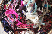 Load image into Gallery viewer, Doll Cud, Sari Silk Remnants, Jewelry Craft Ribbon, Scrap Sari Silk, Bulk, ArtWear Elements®
