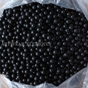 Vintage Jet Black Glass Beads, 8mm, Sold Per 5, Jewelry Supplies, ArtWear Elements®