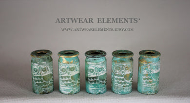 Primitive White Owl Bead Caps, Art Beads, Bullet Casings, ArtWear Elements