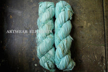 Load image into Gallery viewer, Recycled Sari Silk, Aqua Seafoam Mix, 5 Yards, Aqua Blue Patina Ribbon Yarn, ArtWear Elements
