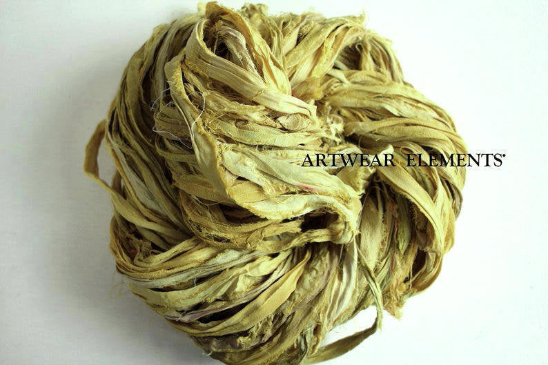 Hand Dyed Vintage Sari Silk Ribbon 100% Pure Silk Vintage 