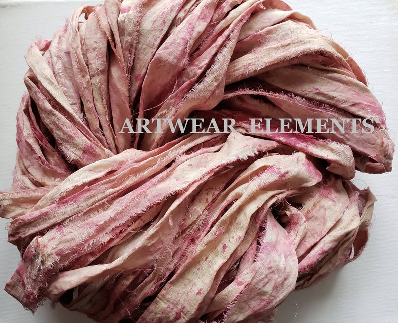 Hand Dyed Vintage Sari Silk Ribbon 100% Pure Silk Vintage 