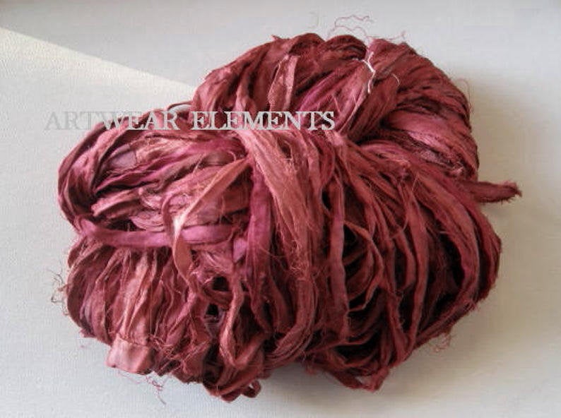 Recycled Sari Silk, Muted Lipstick Red Mix, ArtWear Elements