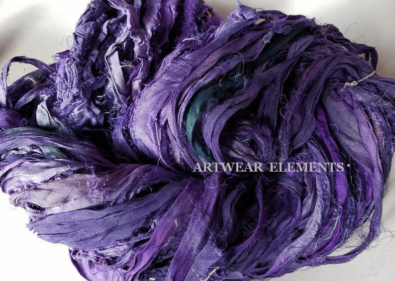 Clemson Purple Mix, Fair Trade, 5 Yards, Dark Purple Sari Silk, Purple Silk, Artwear Elements®