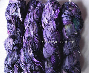 Clemson Purple Mix, Fair Trade, 5 Yards, Dark Purple Sari Silk, Purple Silk, Artwear Elements®